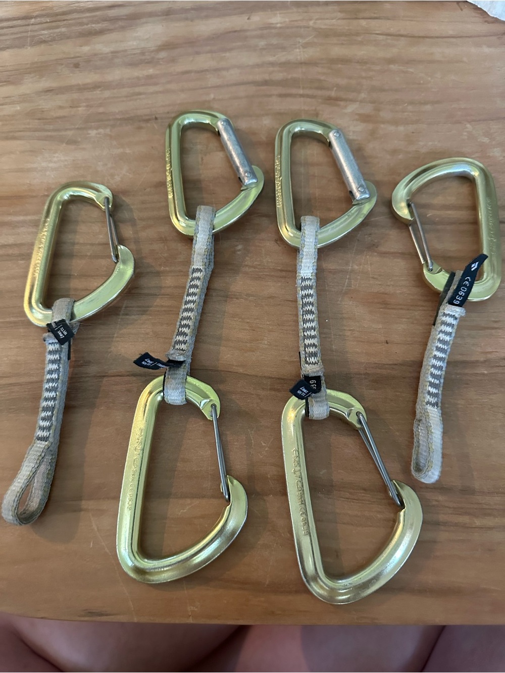 Gold Climbing Quickdraws Hotwire USA - Set of 4 (2- double 2-single) 25/7 rock